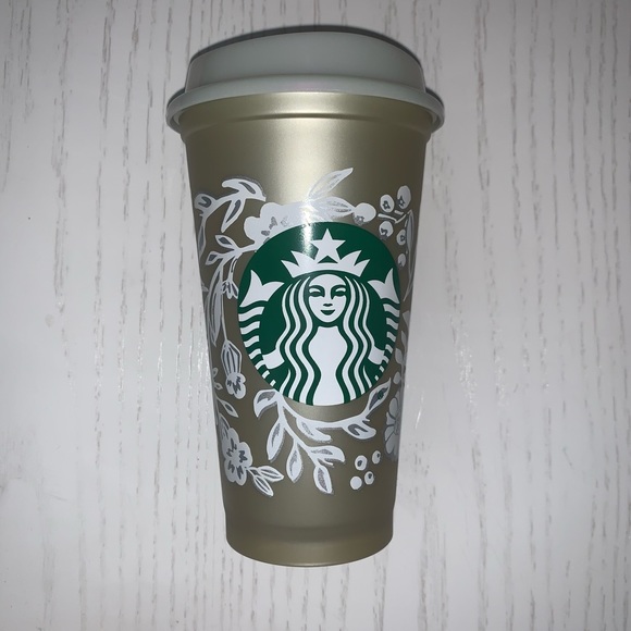 Starbucks Other - Starbucks 16 oz Gold Floral Coffee Cup NWT